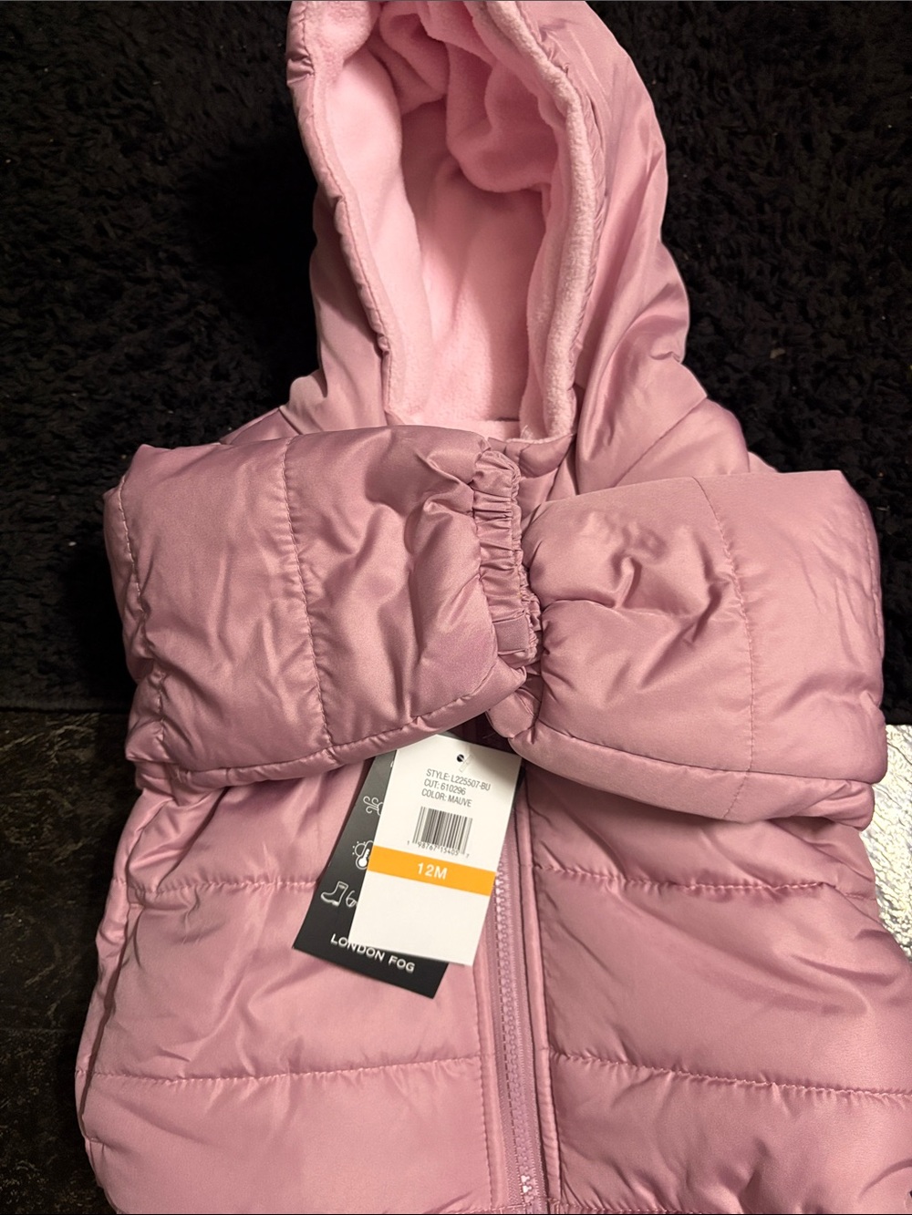 London Fog Light Pink Puffer Jacket with Hood